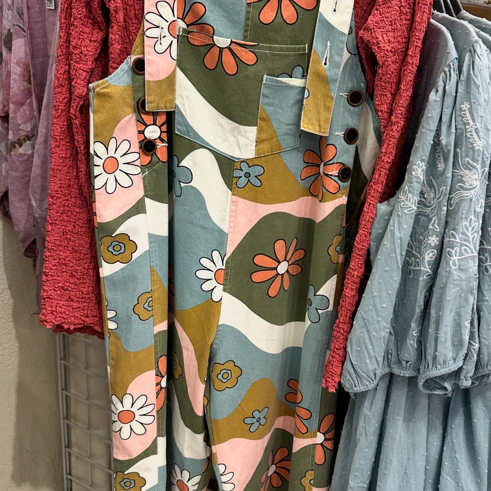 Floral Patterned Overalls